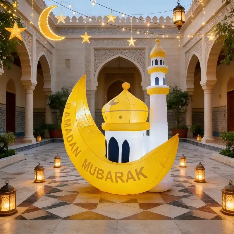 

5,2 фута/1,6 м надувная игрушка мусульманский фестиваль Рамадана DIY Декор с башней Ид Луны Двор светодиодный светильник украшение праздничный подарок