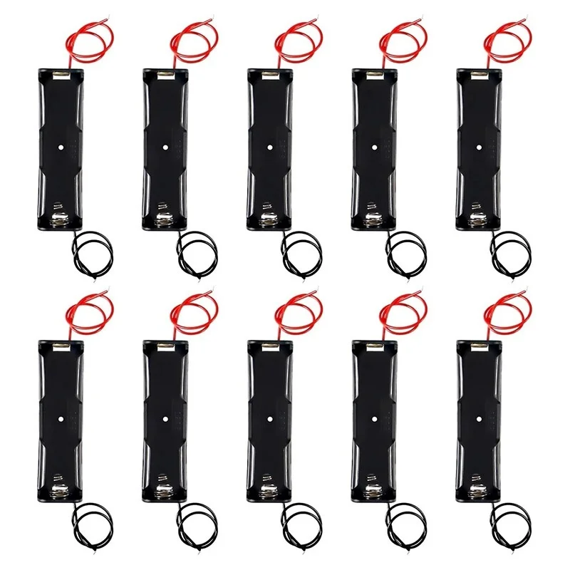 10Pcs Plastic 1X 18650 Battery Storage Box Case 1 Slots Way DIY Batteries Clip Holder Container With Wire Lead For 18650 Battery