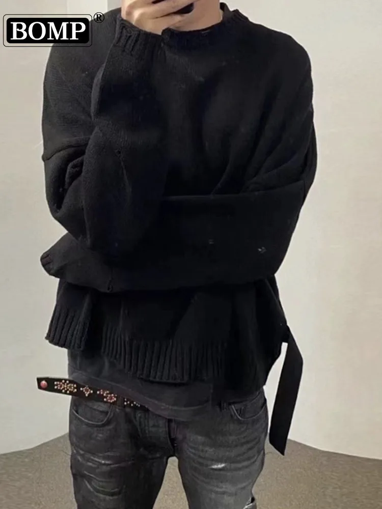 [BOMP]MIJKO Autumn/Winter New Street Knitted Sweater Men's Same Style Loose Small Hole