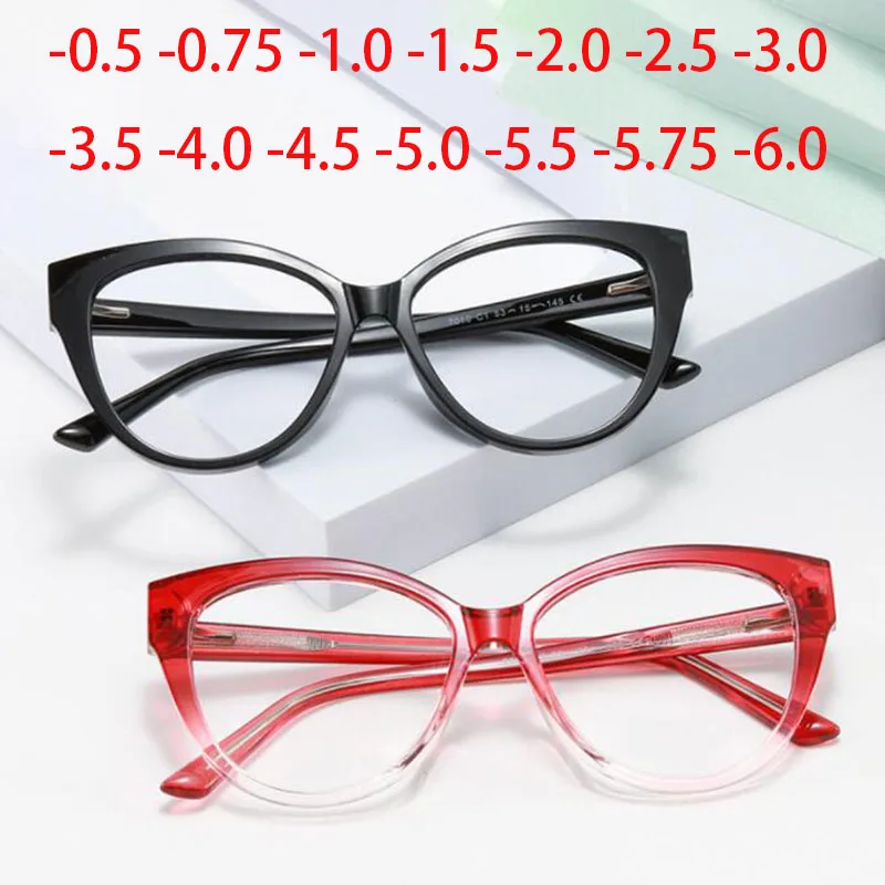 

Anti Blue Light Glasses For Vision Minus -1 -2.5 -6 Cat Eye Transparent Lens Glasses Women Eyewear