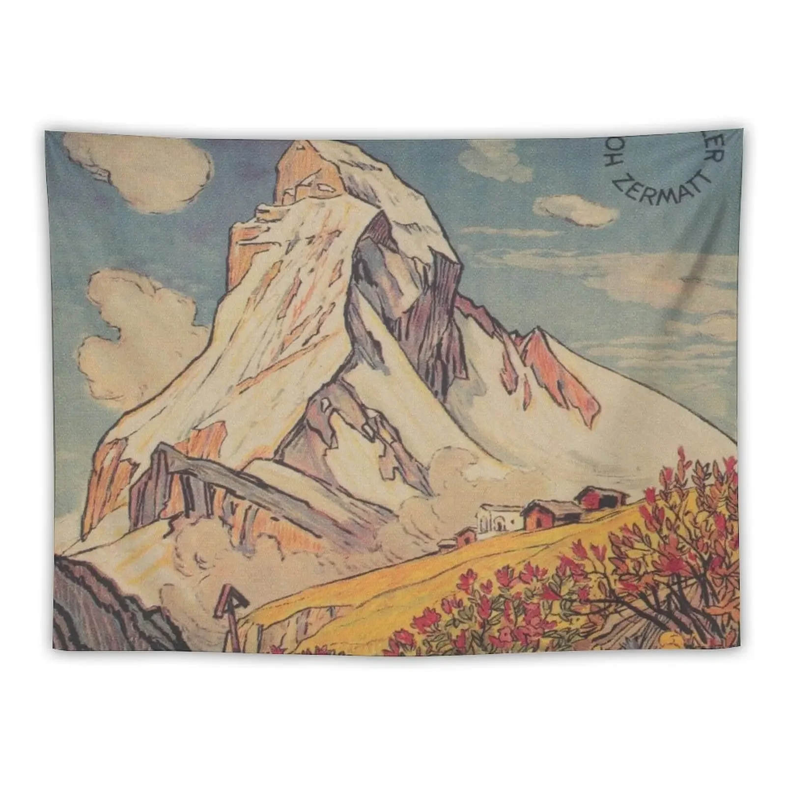 

Zermatt. Switzerland Vintage Travel Poster Tapestry Aesthetic Decoration Decoration Pictures Room Wall Custom Tapestry
