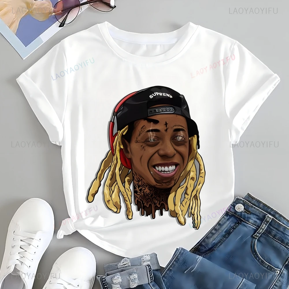 Fashion Rapper LIL WAYN Loose Short Sleeve T-shirt LIL WAYN Neutral Trend Harajuku Unisex Shirt Graphic Oversized T-shirt