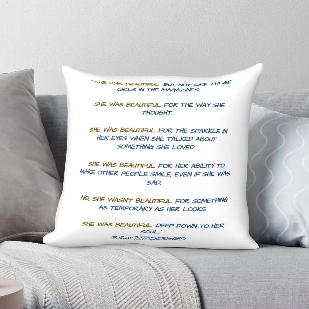 The Great Gatsby Quote Square Pillowcase Polyester Linen Velvet Pattern Zip Decor Bed Cushion Cover Wholesale