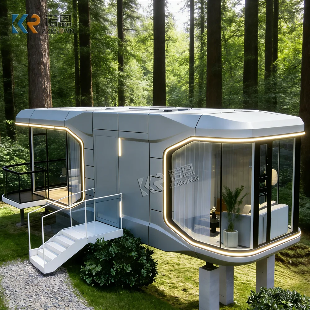 Eco Capsule House Prefabricated Pod House Modular Design Smart Lighting Interior Space Capsule House For Tourist Park