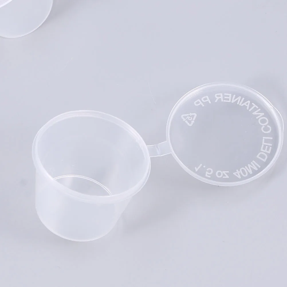 

100pcs Clear Disposable Portion Cups With Lids Transparent Storage Containers For Sauce Seasoning Dessert Jelly Mousse
