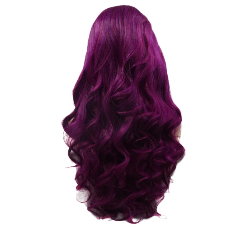 Fashionable long hair, side-parted natural curly , lace front large wavy wig