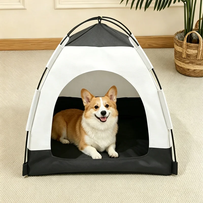 Foldable Cat House Pet Tent Breathable Screen Window Portable Dogs Tent Semi Enclosed Pet Nest Outdoor Travel Pet Furniture - view 6