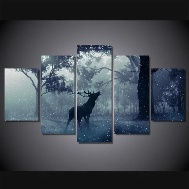 

Ultra clear decorative paintings, printed posters, 5-piece animal deer home decoration murals