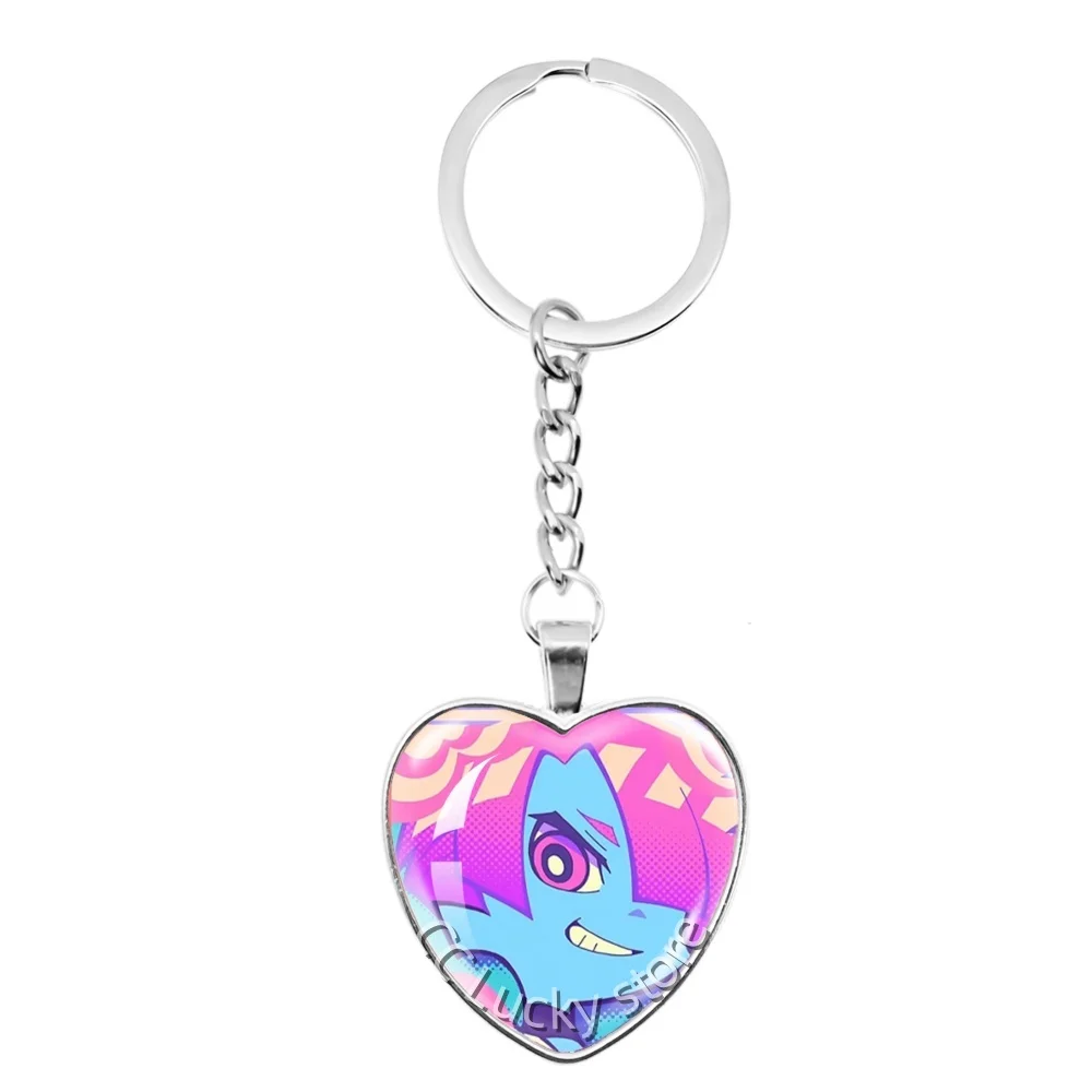 25mm Long Chain Heart Keychain Anime Panty & Stocking with Garterbelt Cartoon Character Panty Stocking Charms Jewelry Gift