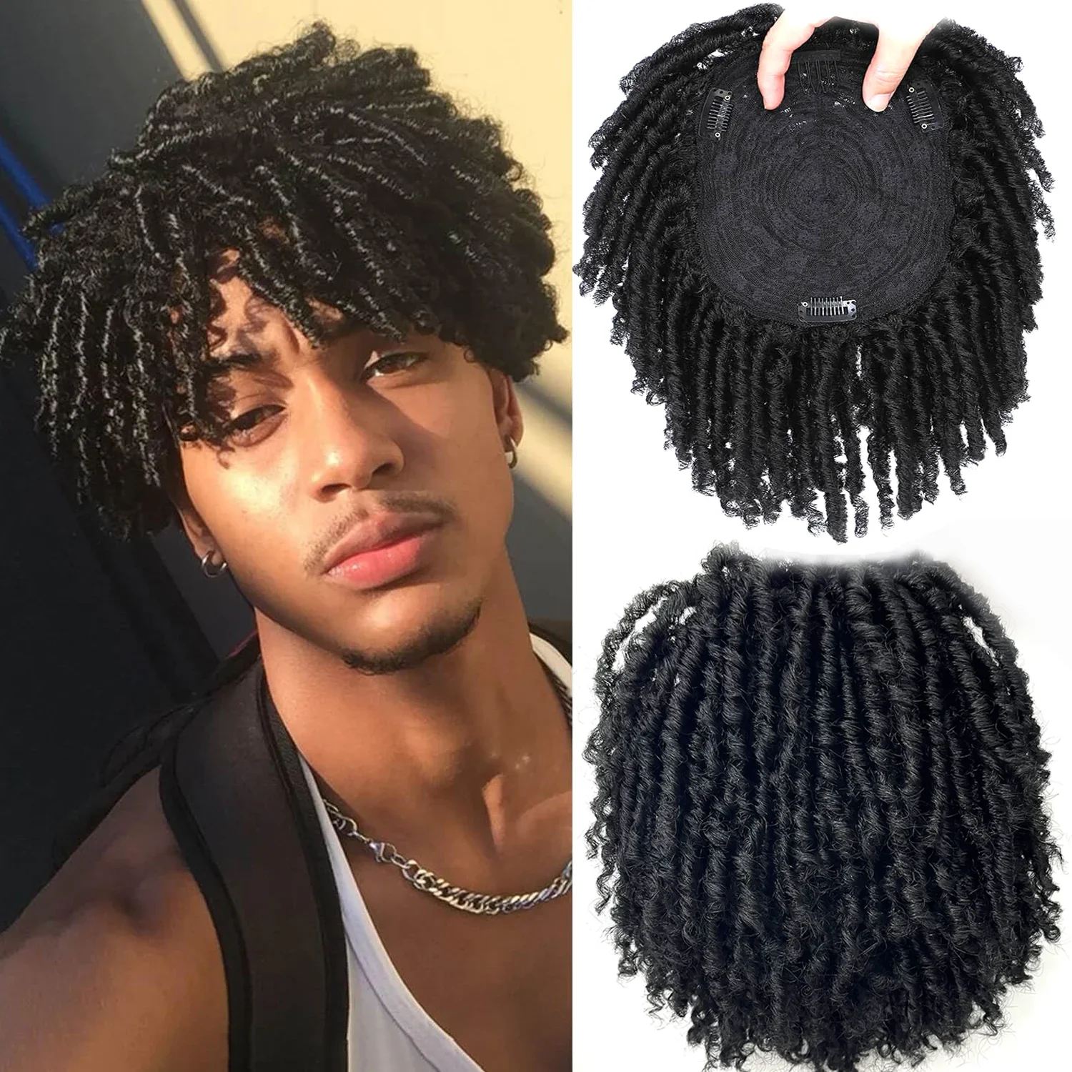 الاصطناعية Dreadlock مضفر نصف شعر مستعار لينة فو Locs هيربيسي الطبيعية أسود براون شقراء رمادي الباروكات للحزب اليومي تأثيري النساء