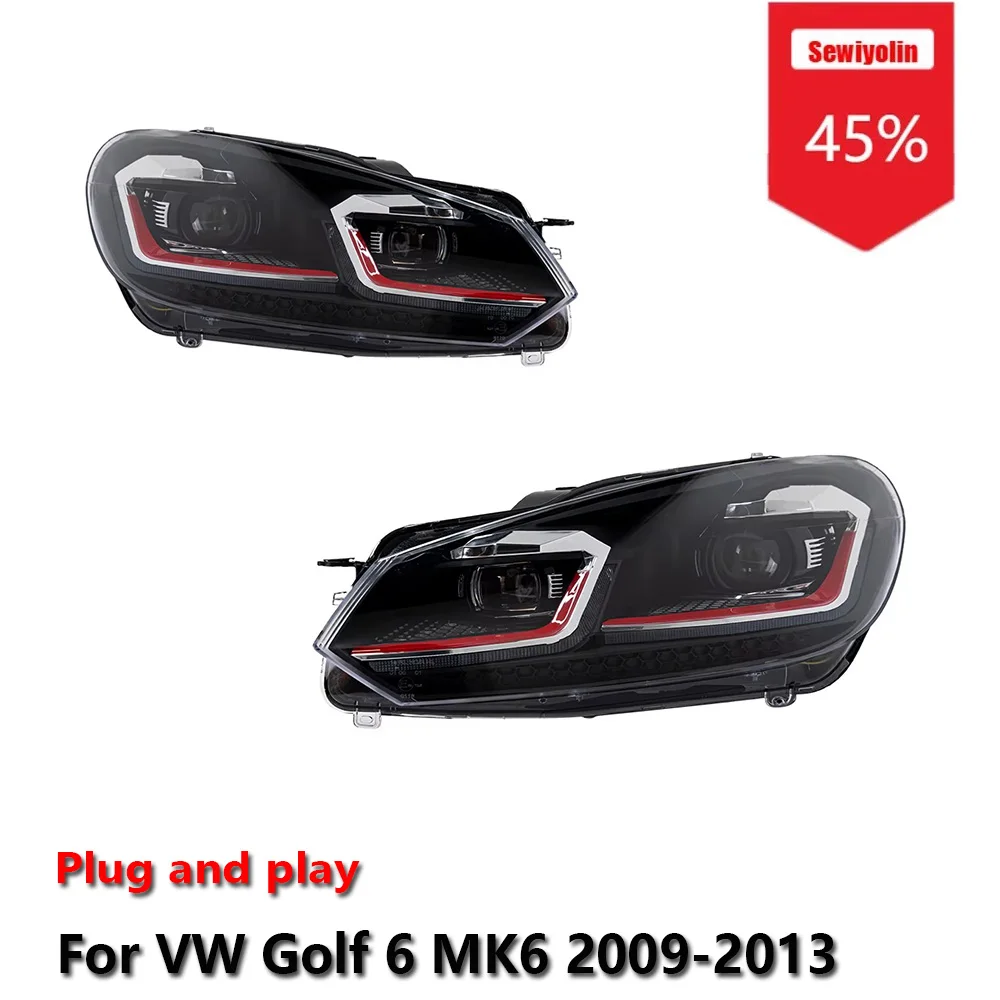 

Sewiyolin автомобильные светодиодные фары аксессуары для VW Golf 6 MK6 2009-2013 DRL тормозной указатель поворота Plug and Play