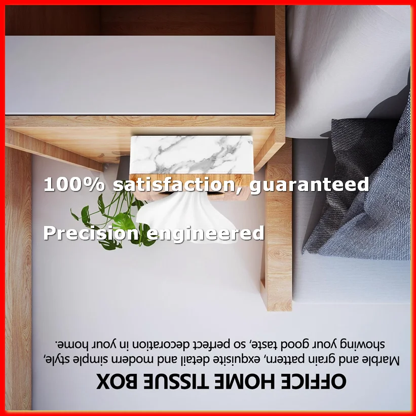 Rectangular Marble PU Grain Tissue Box Cover Napkin Holder Paper Towel Dispenser Container for Home Office Decor-A13G
