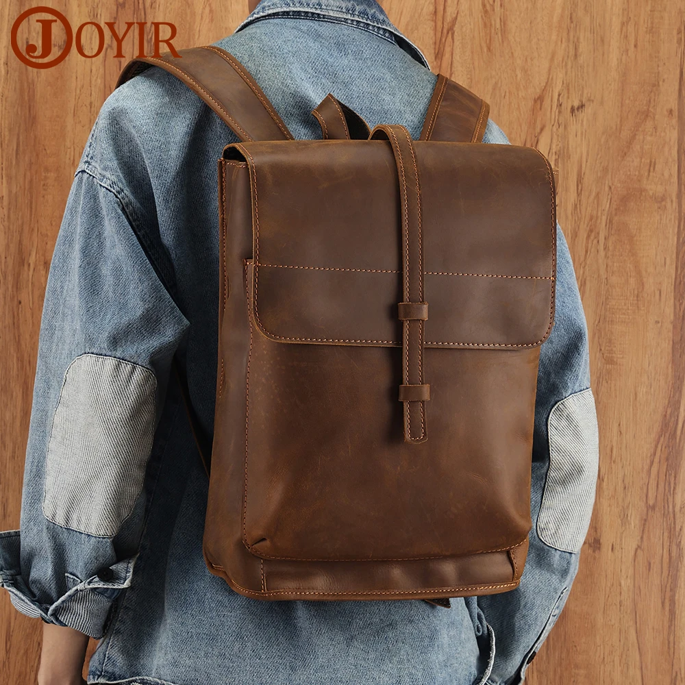 

JOYIR Genuine Leather Men Backpack Vintage Shoulder Bag for Man Large Capacity Travel Backpacks for 15'' Laptop Bags School Bag