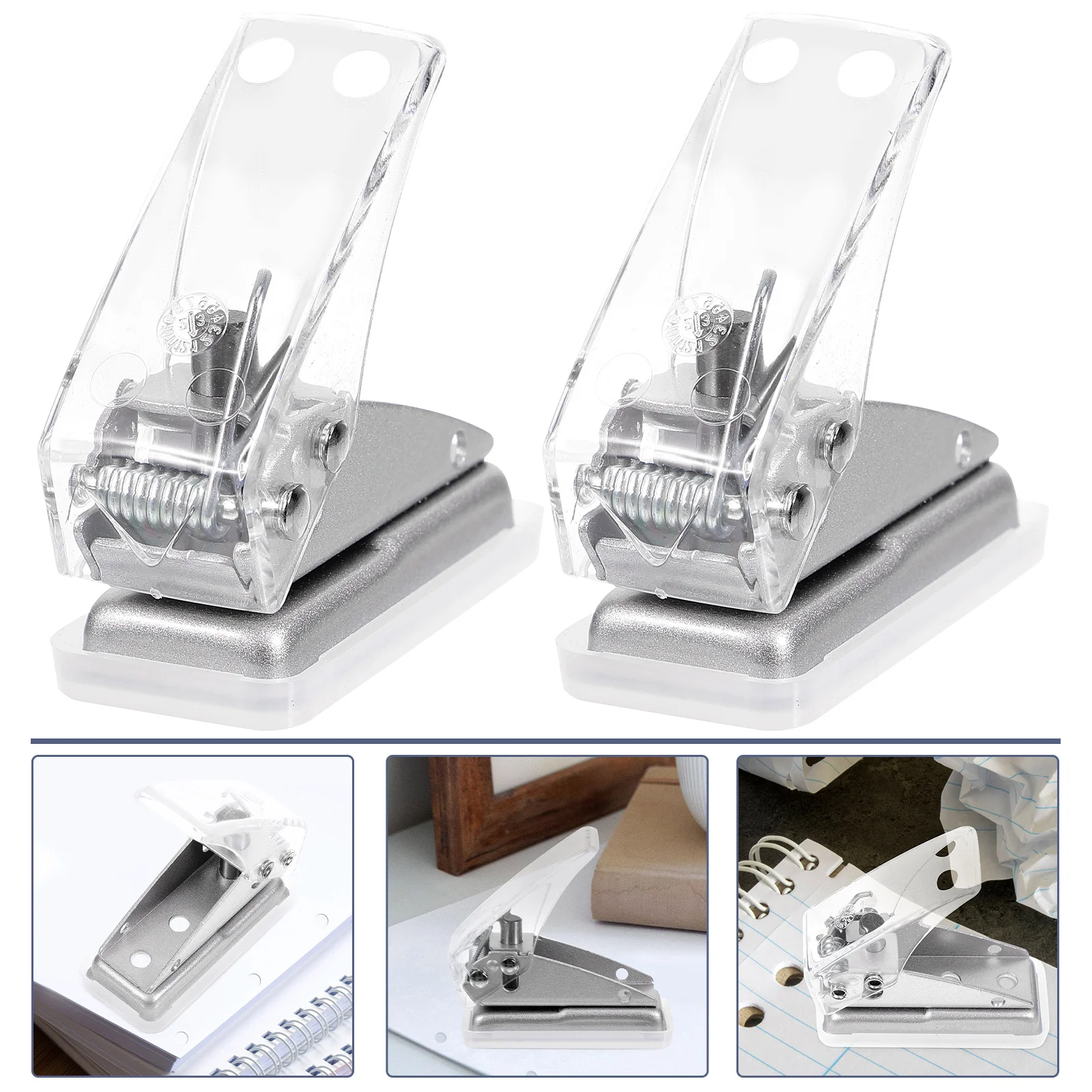 

2pcs Single Hole Puncher Plastic Compact Manual Paper Hole Punch Tool For Office Diy Craft Scrapbook Portable Stationery Supply