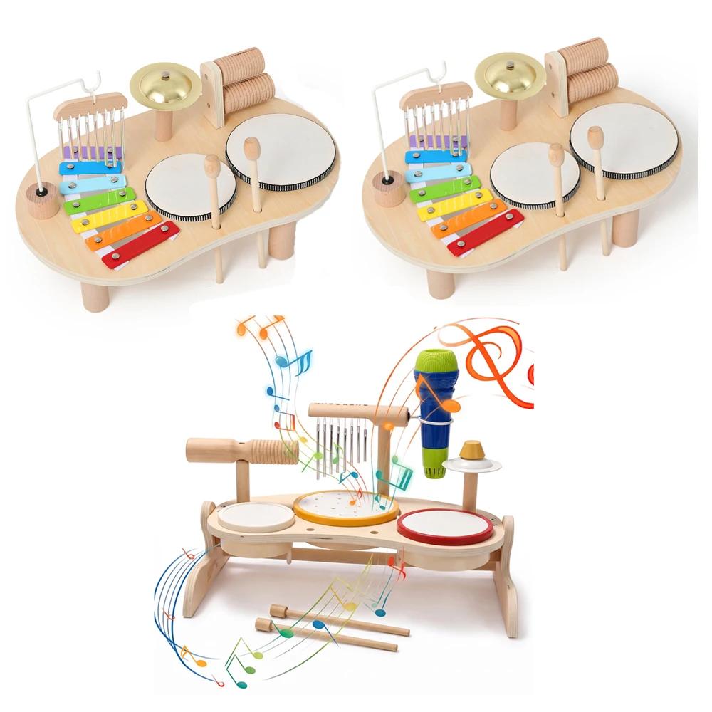 Baby Educational Toys Wooden Aeolian Bells Montessori Kids Musical Toys Xylophone Newborn Birthday Gifts Music Table Toys Gifts