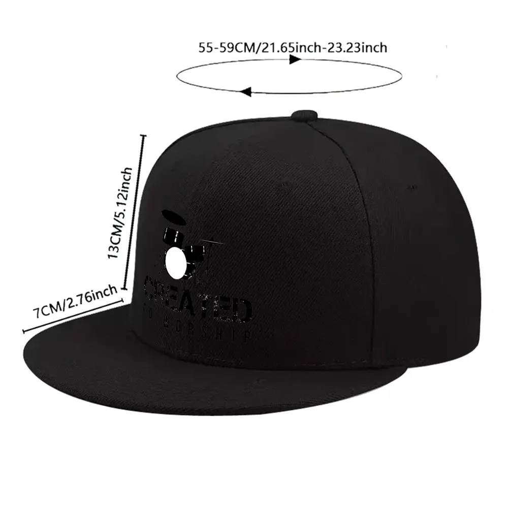 New Jazz Drum Worship Theme Unisex Versatile Flat Brim Baseball Cap Hip Hop Hat Duckbill Hat Suitable for Short Trips, Home Dail