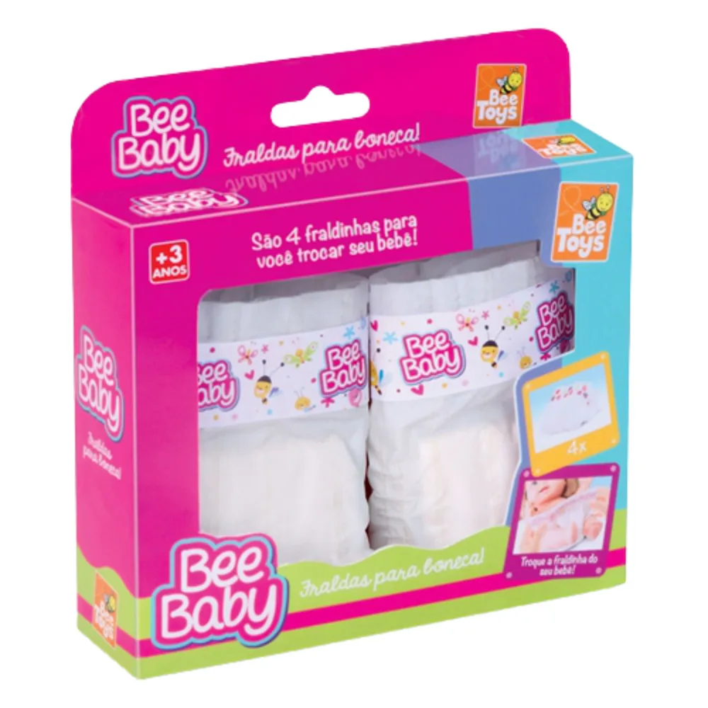 Fralda Para Boneca Bee Baby Bee Toys 4 Unidades