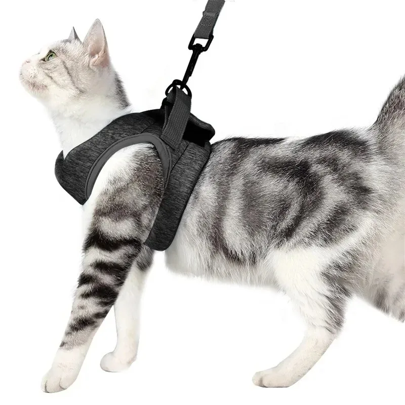 Cat Harness and Leash for Walking Escape Proof Soft Vest Harnesses for Cat Breathable Reflective Strips Jacket Cat Accessories