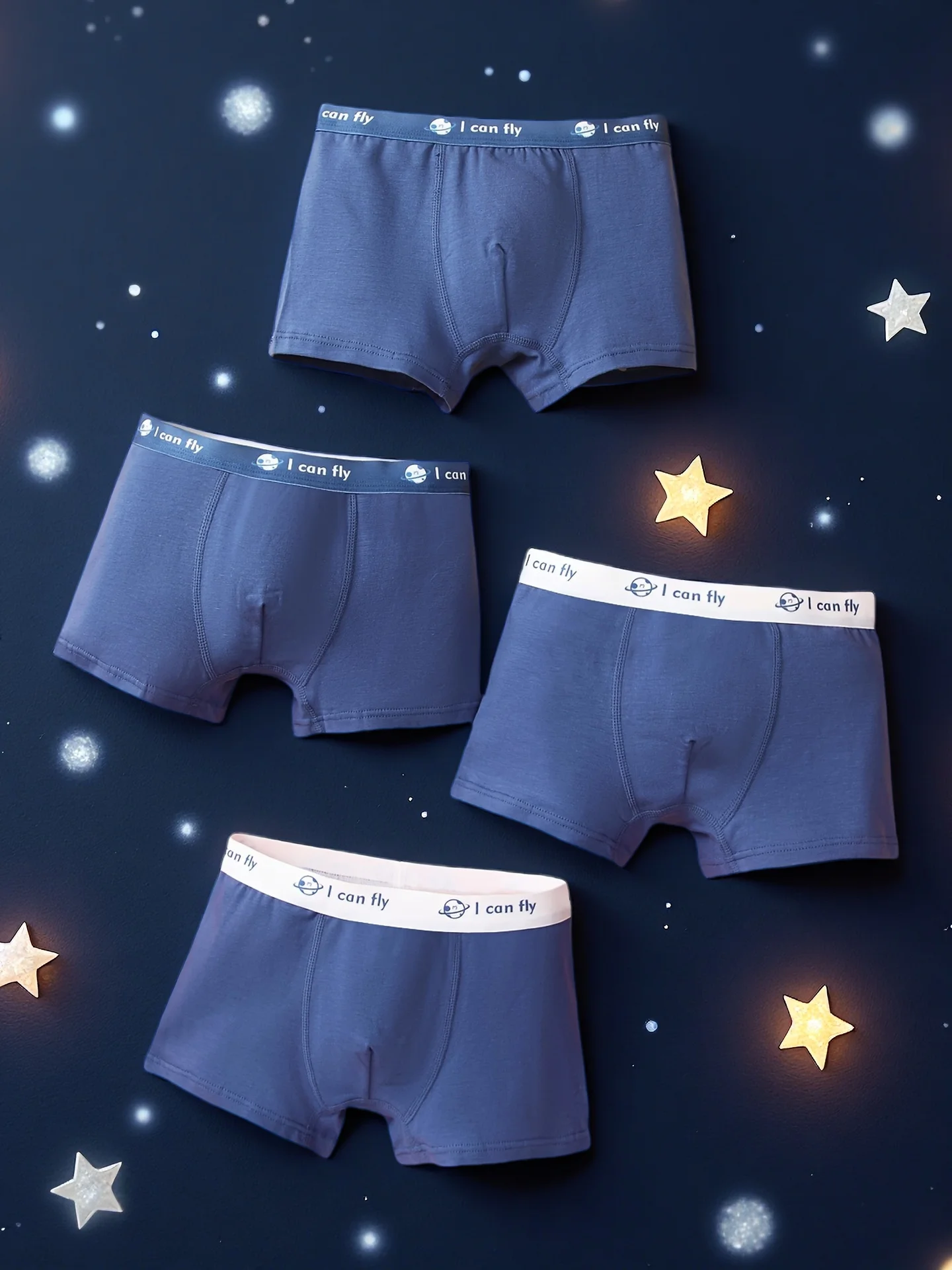 Celana Boxer Eksplorasi Ruang Angkasa Astronot Set 4 Potong untuk Anak Laki-laki Usia 2-11 Tahun Pakaian Dalam Katun Murni Nyaman Sejuk