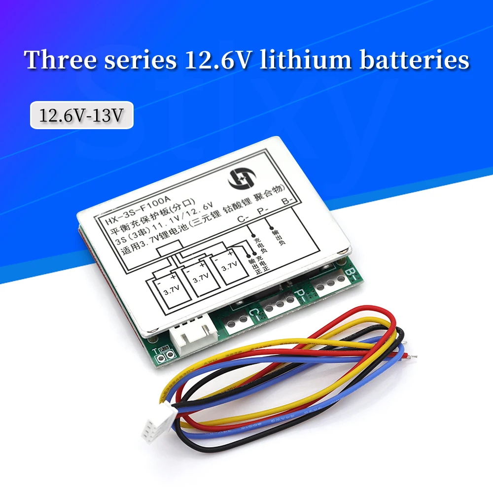3S 12.6V 100A Li-ion Lithium Battery Protection Board Module 3 Cells 11.1V Polymer Balance Function Charge Module PCB BMS