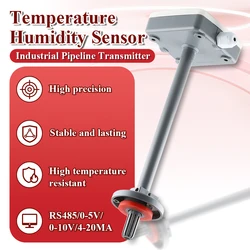 Pipe Temperature and Humidity Sensor High Precision Temperature Hygrometer Transmitters RS485 0-2V 0-5V 0-10V 4-20MA Output
