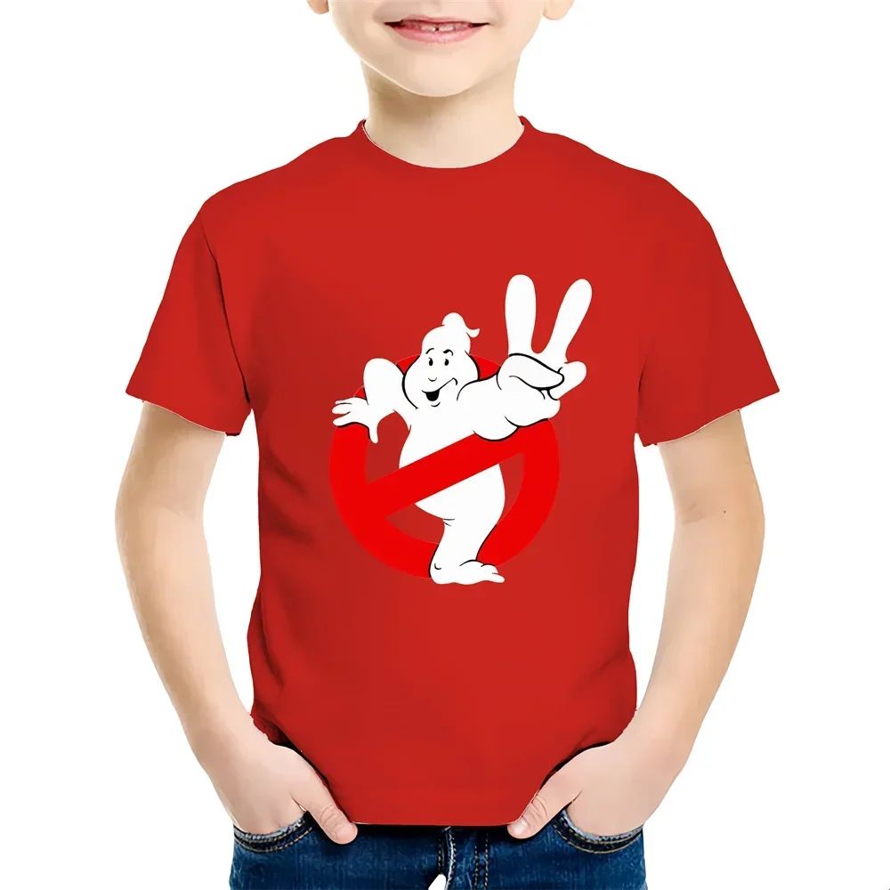 الصيف الفتيان/الفتيات الكرتون القطن متعة Ghostbusters ألعاب مطبوعة قصيرة الأكمام الاطفال تي شيرت لطيف Kawaii 2024 جديد قصير الأكمام