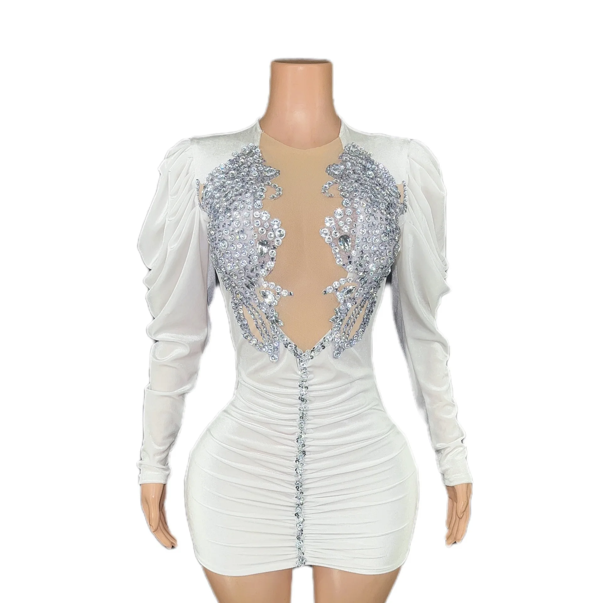 

Electronic Music Festival Sexy Costume Women's Clothing See-through Velvet Tight Waist Hip Skirt Annual Meeting Host Dress