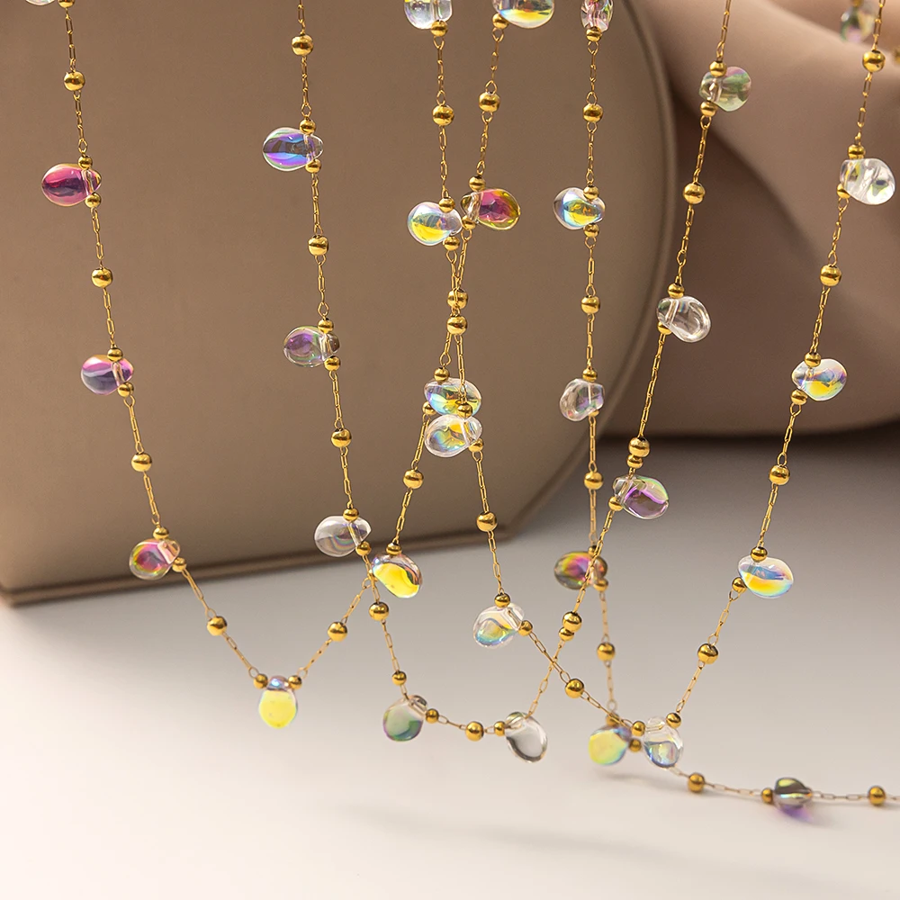 1Meter Stainless Steel Colorful Crystal  AB Beads Chain Shimmer Link for DIY Necklaces Bracelets Anklet Jewelry Making