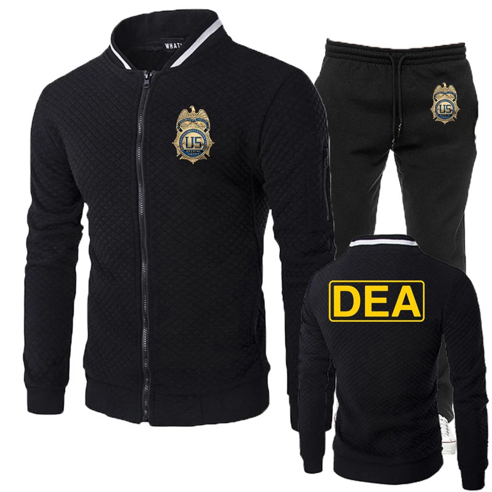 DEA Spring and Autumn Men's Fashion Street Stand up Collar Set Jacket Outdoor Casual Pocket Zipper Men Hoodies