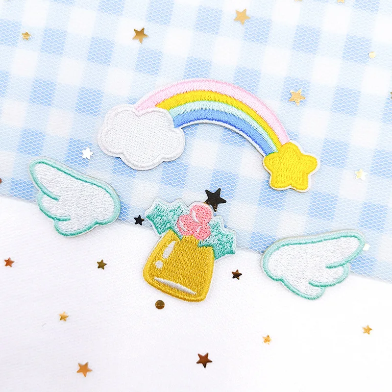 Cute Rabbit Meteor Cherry Crown Self-adhesive Embroidery Patch Applique DIY Mobile Phone Cases Student Stationery Stickers