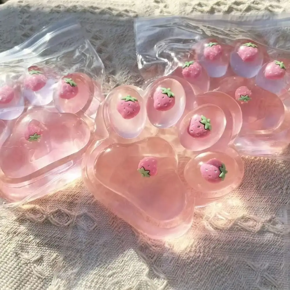 Cute Ultra-large Cat Paw Squeeze Kneading Slow Rebound Strawberry Cat Paw Fidget TPR 3D Cat Paw Pinch Tricky