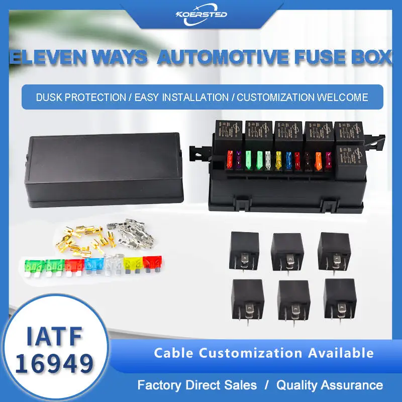 KKA-6R11F Automobile Relay Fuse Box 12V  Car Fuse Box Auto Control Box Including 6 Relays and 11 Fuses Automobile Ship Parts