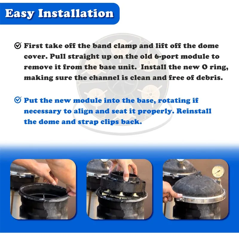 004-302-4408-00 6 Port Module Water Valve with Valve Shell Oring, Replace for Paramount, Fit for in Floor Pool Cleaning - Black