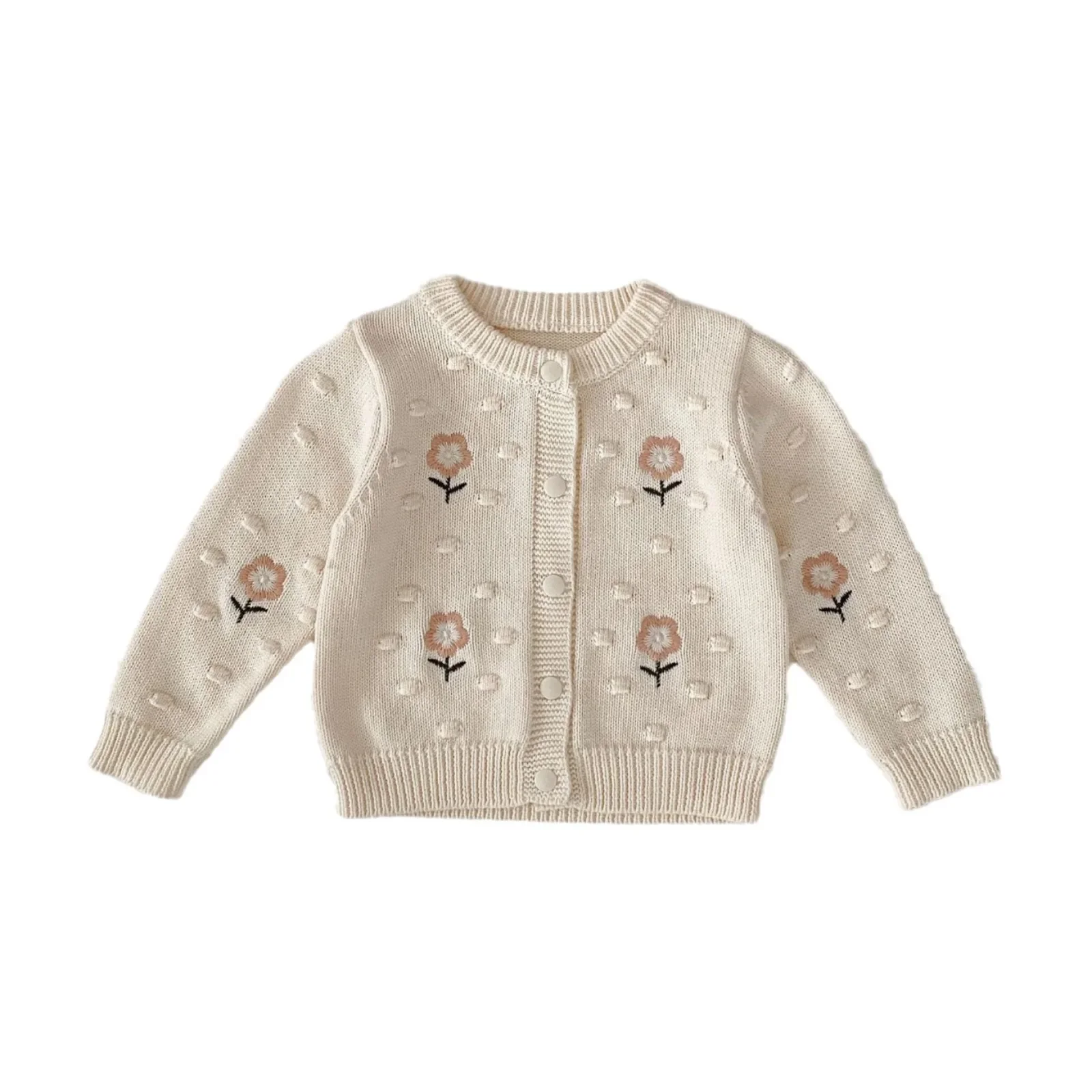 Baby Clothing 2024 Girls Sweet Sweater Autumn New Fashionable Long-sleeved Embroidery Baby Cardigan Knitted Top Casual Coat