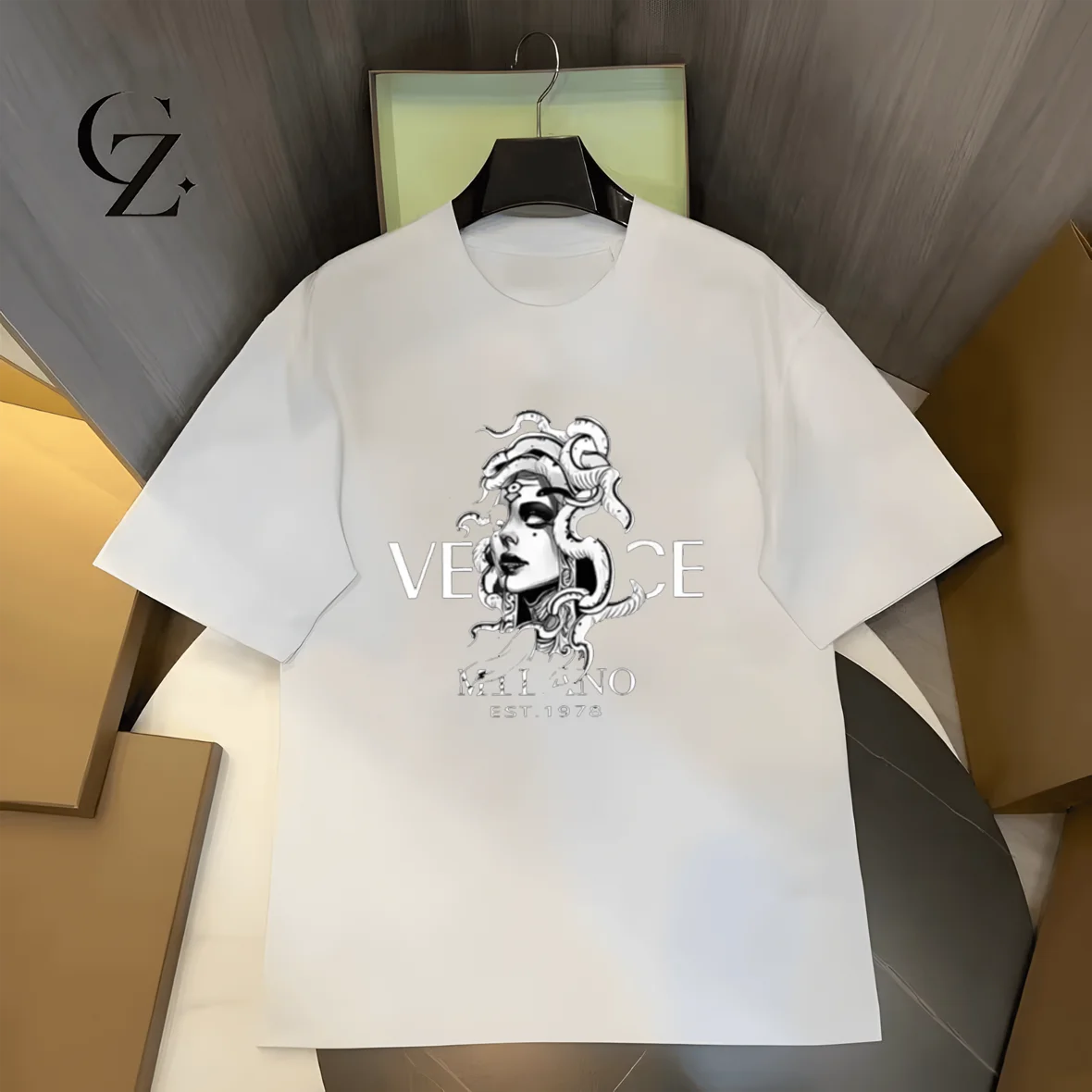 Men's high-quality printed 100% pure cotton T-shirt with fashionable patterns - short-sleeved and formal style