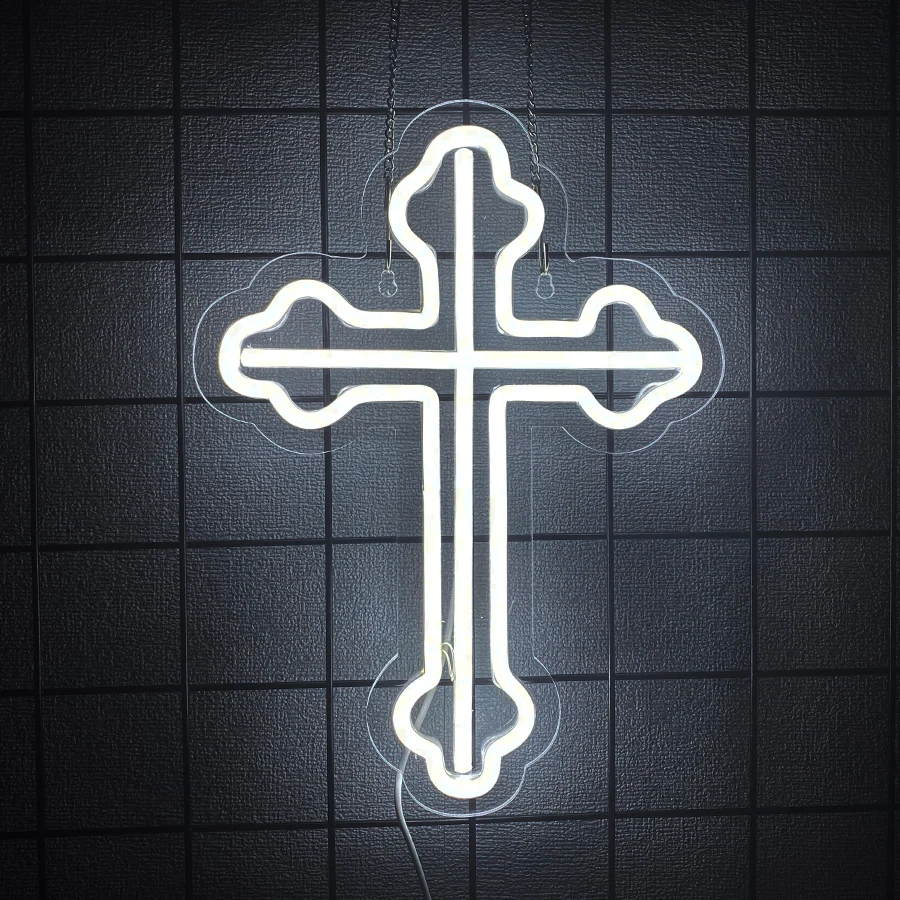 لافتة نيون متقاطعة، ديكور منزلي منحوت ثلاثي الأبعاد، غرفة النوم، الكنيسة، الزفاف، الأنشطة الدينية، مصباح حائط فني لعيد الفصح، هدية مسيحية.