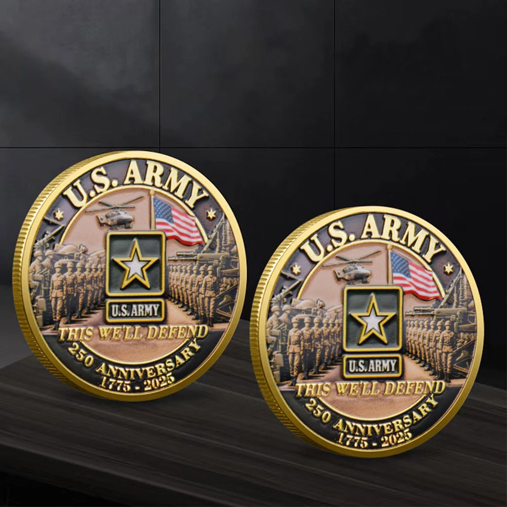 1pc U.S. Army 250th Anniversary Star Souvenir Coin 1775-2025 This Well Defend Marine Corps  Coin Gift For Military Enthusiasts