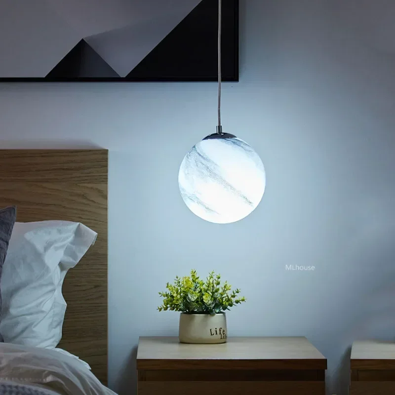 Planeta led luminária quarto das crianças criativo lustre bola de vidro pendurado luzes menino quarto espaço leitura decoração interior luz