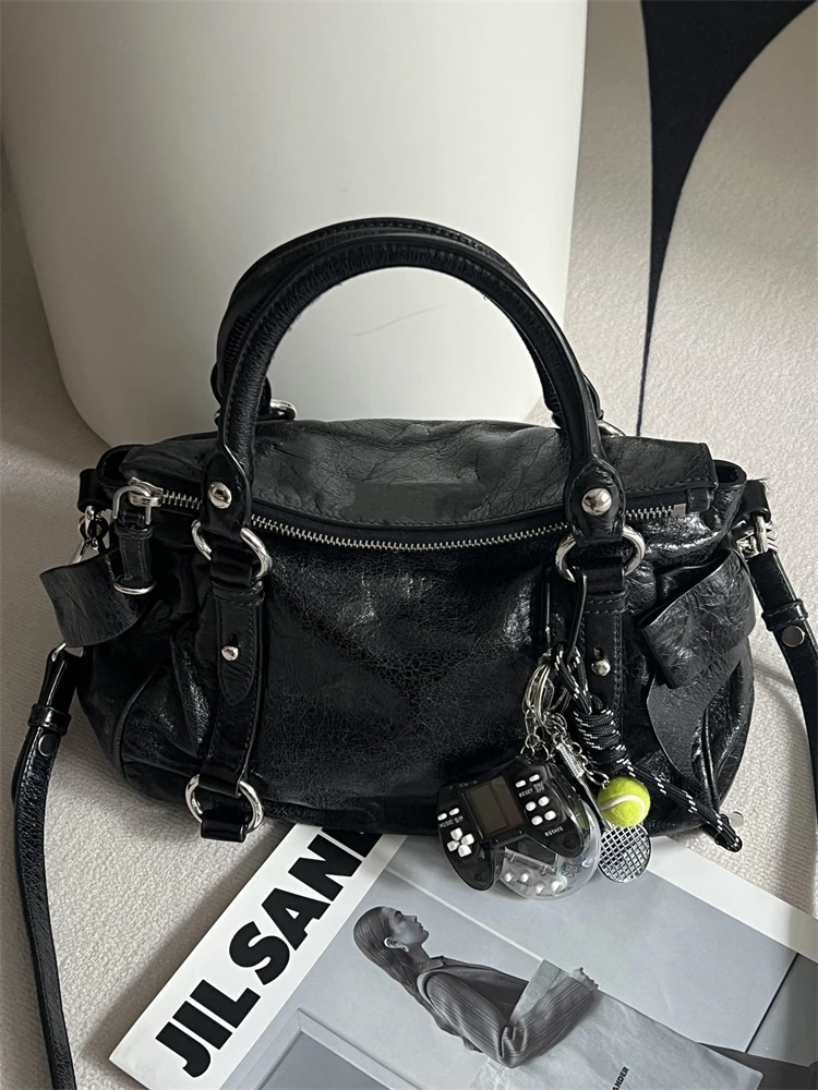 

Faionable Retro Women's Handbag Crossbody Bag Commuter oulder Bag Trendy Biker Bag Soft Handle Medium Size Color