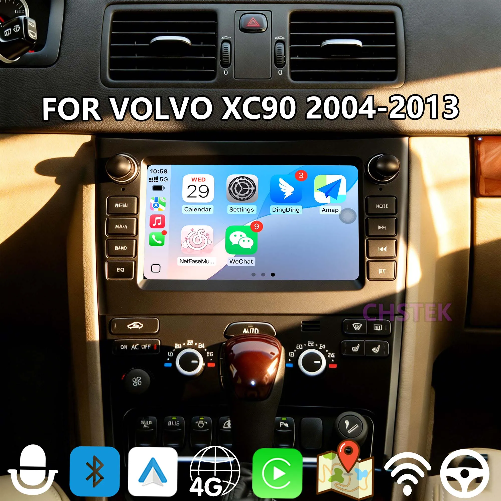 Car Android Unit For Volvo XC90 2004-2013 CHSTEK Wireless Carplay Multimedia 4G GPS WIFI BT5 Auto Handsfree Vedio Guide Stereo