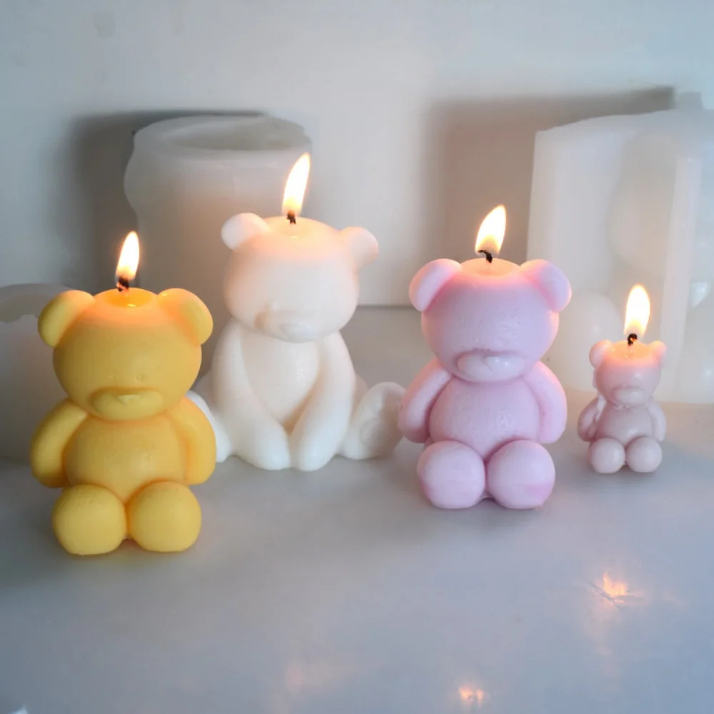 3D Nette Cartoon Bär Silikon Kerze Form Diy Handgemachte Seife Gips Eiswürfel Backform Geburtstag Party Hochzeit Geschenk Machen Kit