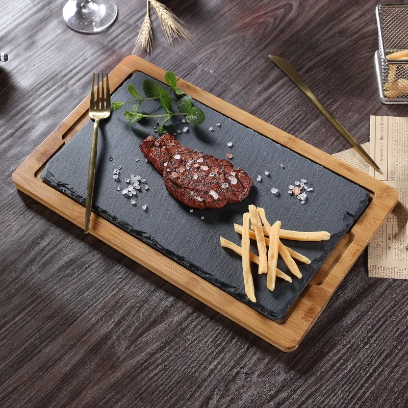 Japanese and Korean Cheese Slate Flat Plate Western Dish Japanese Cuisine Stone Arrangement Plate