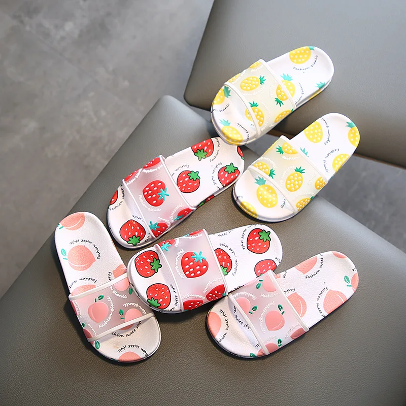 

Cartoon Fruit Parent-child Slippers Summer Comfort Non-Slip Home Children Slippers Boys Girls Soft Sole Indoor Bathroom Shoes