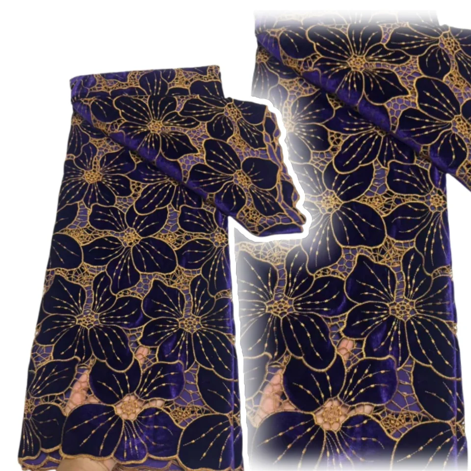 

African Lace Fabric 2025 High Quality Nigerian Lace Fabric Velvet Laser Embroidery Swiss Voile Cord Lace For Wedding CC1143