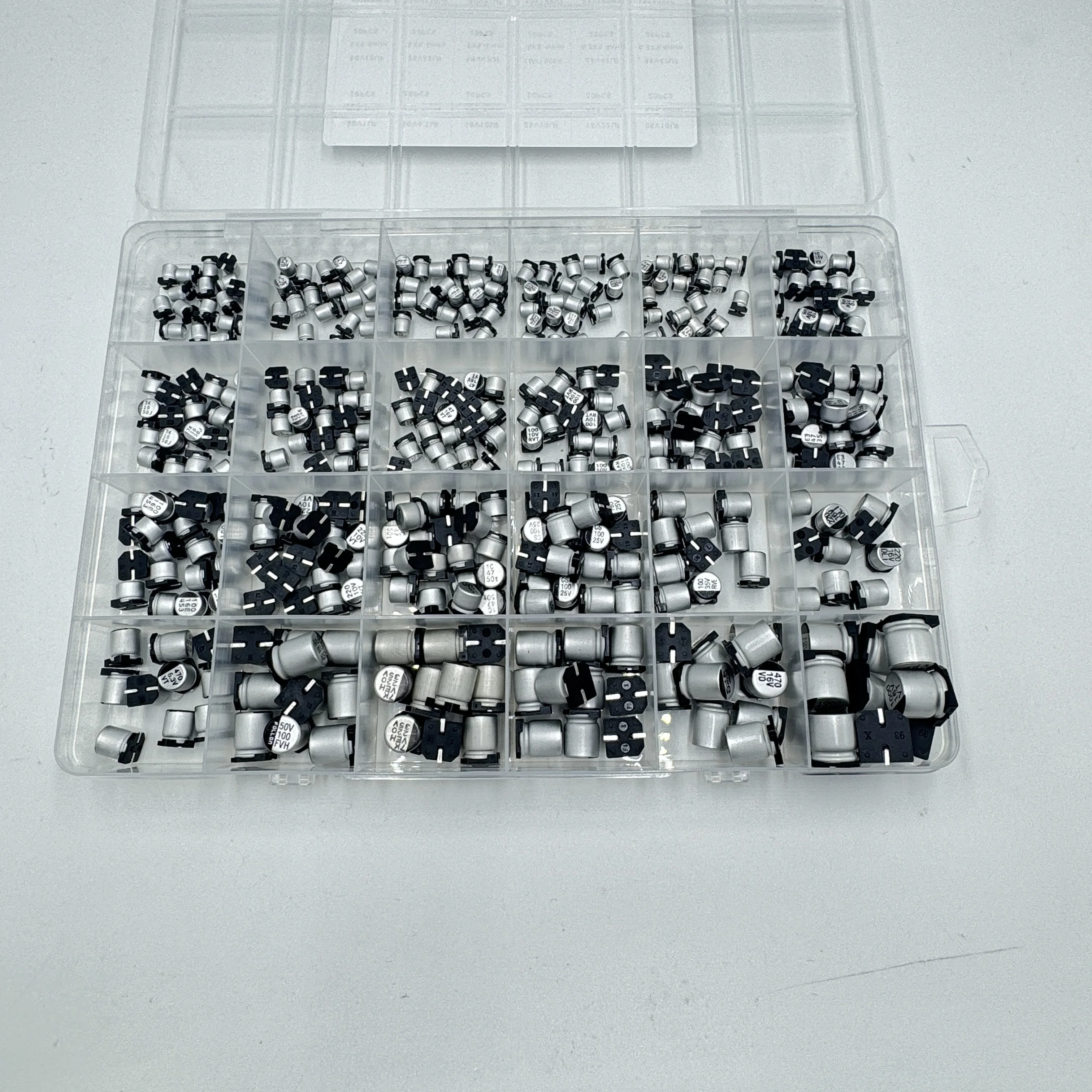 400/1500Pcs/Lot 1UF~1000UF 6.3V-50V 24/36 Value SMD Aluminum Electrolytic Capacitors Assortment Kit + Box