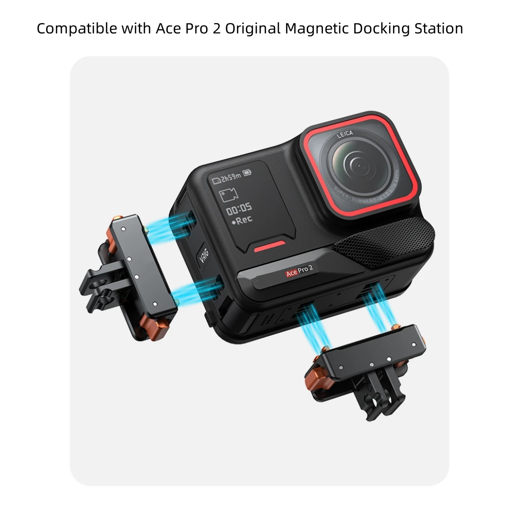 ​ แบตเตอรี่อลูมิเนียมอัลลอยด์สําหรับ Insta360 Ace Pro 2 แนวตั้ง Quick Release Adapter อุปกรณ์เสริมกล้องกีฬา