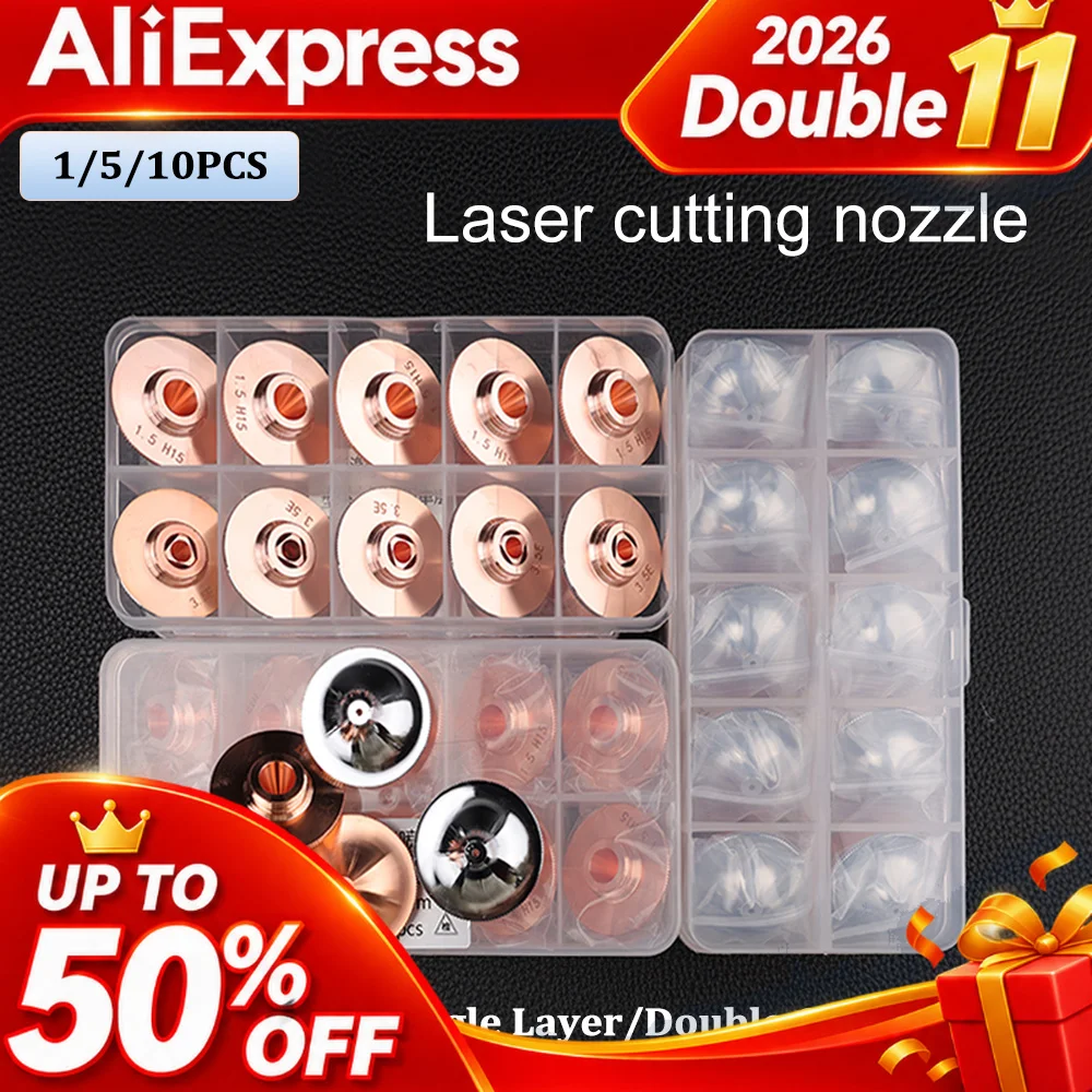 1/5/10PCS Laser Nozzles Dia.28mm Single/Double Layer Caliber TypeB for Precitec Raytools BOCI HANS Fiber Laser Cutting Head