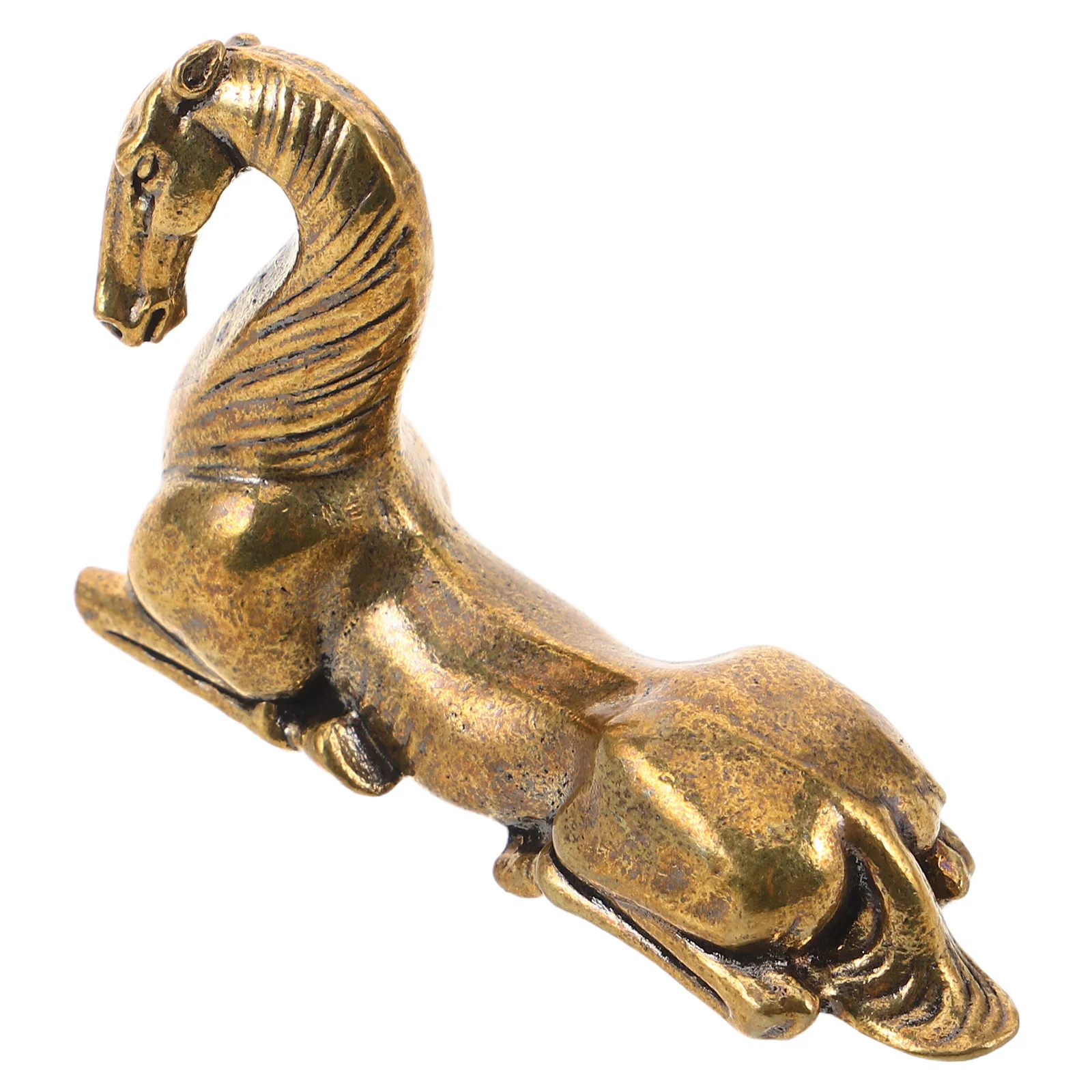 

Brass Horse Statue Handcarved Standing Sculpture Tabletop Decor Feng Shui Ornament for Home Office Luck Wealth
