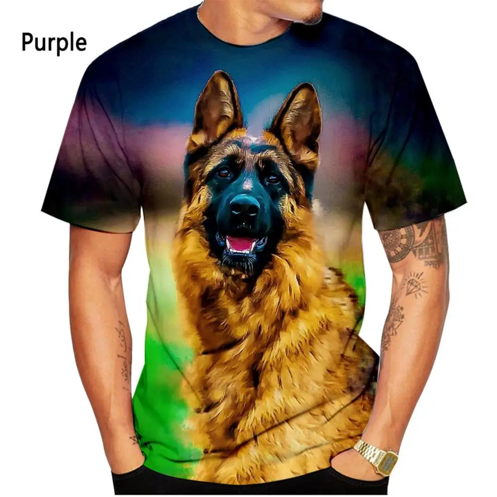 2022 Men\'s and Women\'s Summer Casual Short-sleeved Dog Shirt Tops New Fashion German Shepherd 3D Printing T-shirt