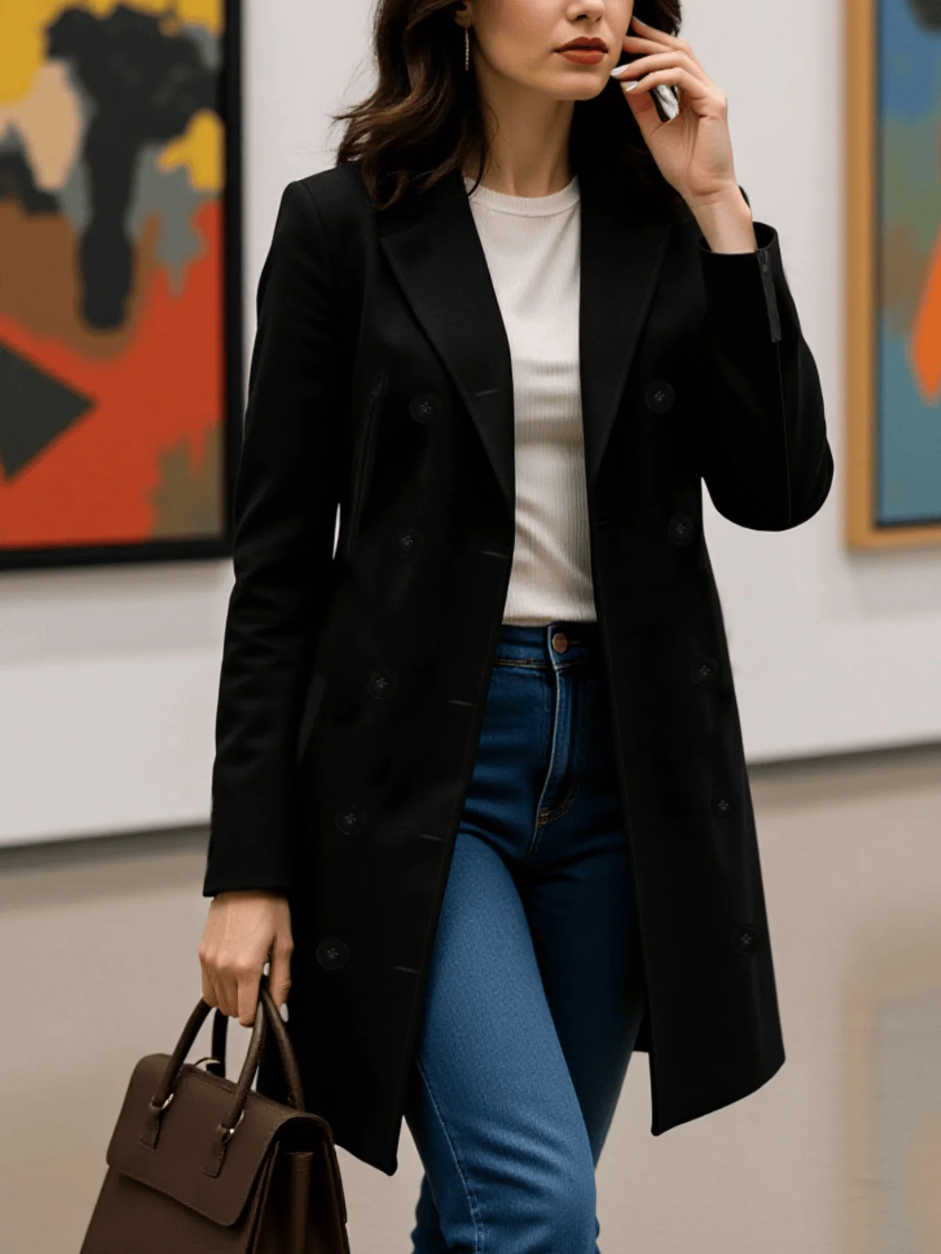 New Autumn Winter Long Wool Coat Japanese Korean Cuff Zipper Jacket Wool Coat Double-Breasted Multi Pocket Wool Coat